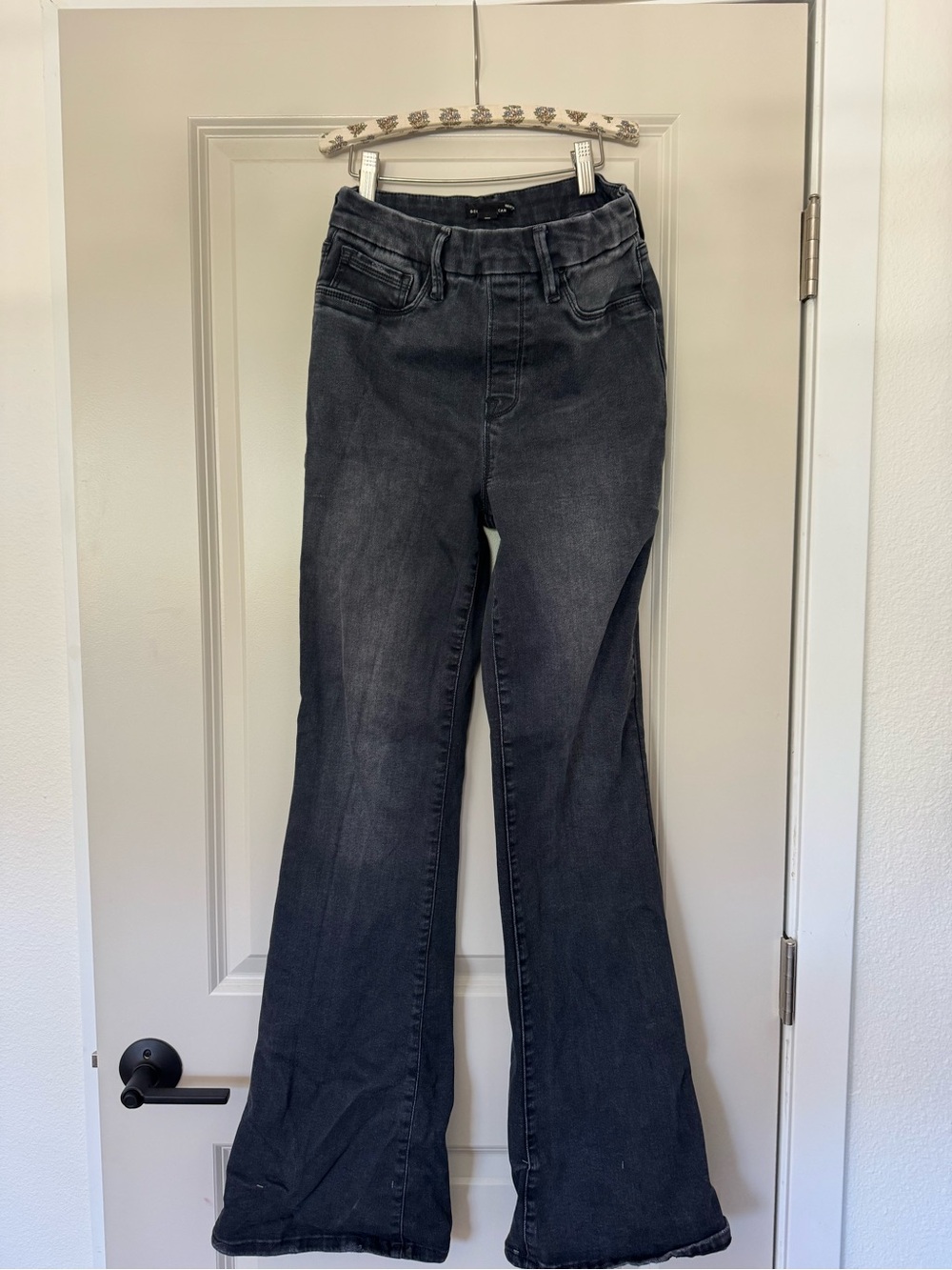 Good American High-Rise Black Flared Power Stretch Pull On